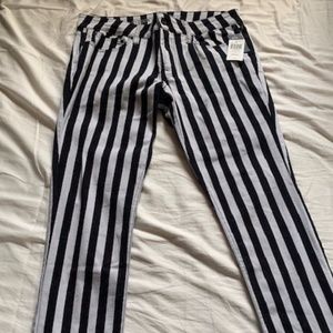 NWT Black and White striped skinny jeans
